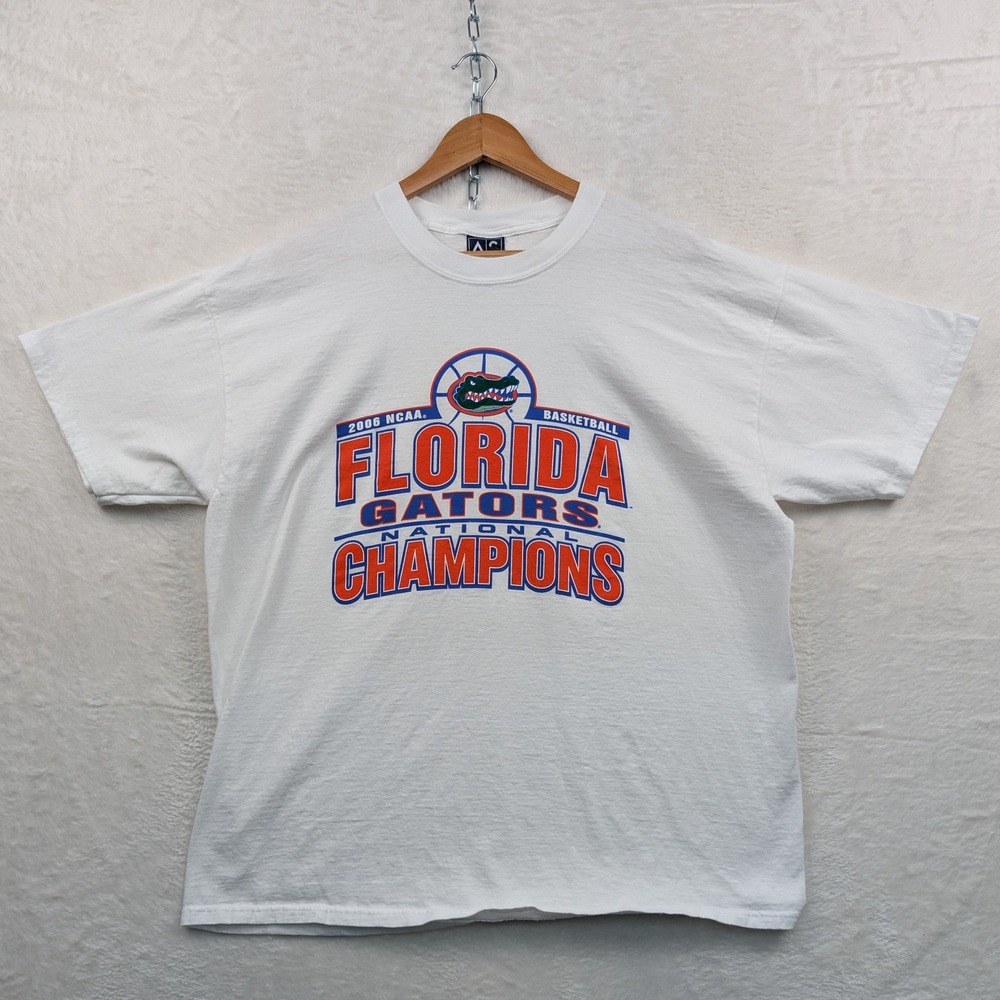 VTG Florida Gators T-Shirt Mens XL White AS Sports NCAA Champions Basketball Y2K